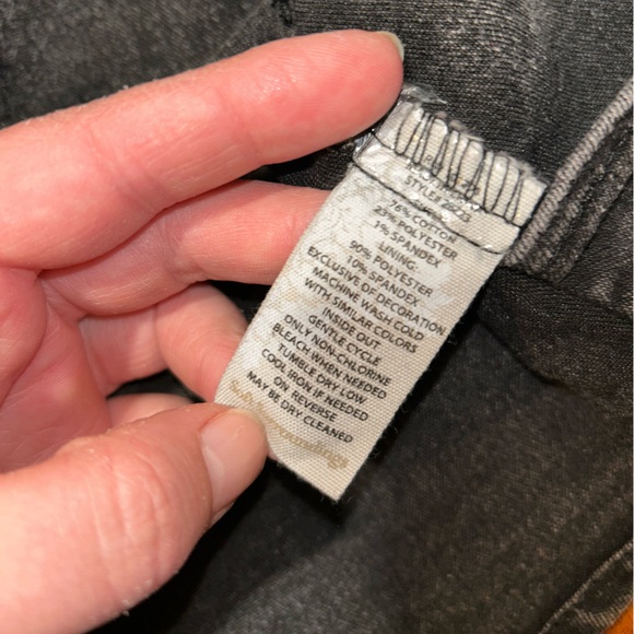 Soft Surroundings Charcoal Gray Denim Jacket Black Embroidered Victorian Hem XS - Picture 10 of 13